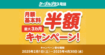 月額基本料最大3ヶ月半額キャンペーン！